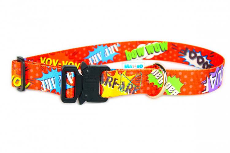 Obroża Klamra Metalowa - Graffiti Czerwone 0521 25MM 32-58CM - matteo-company
