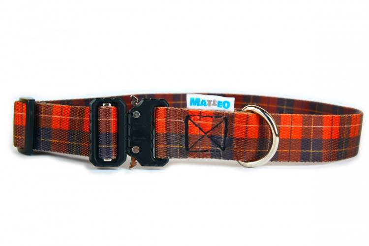 Obroża Klamra Metalowa - Szkocka Krata 0536 30MM 44-76CM - 
