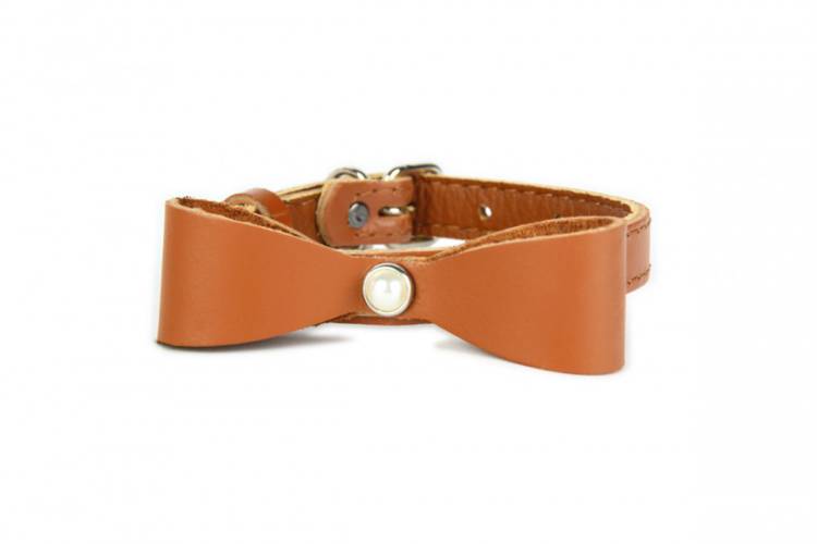 Obroża Skóra z kokardą – Brązowa 0432 18MM 44CM 33-41CM - matteo-company
