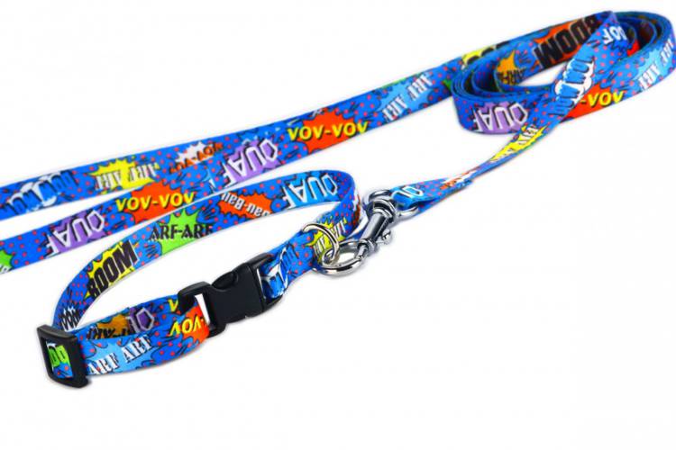 Obroża Klamra Plastikowa - Graffiti Niebieski 0505 25MM 76CM 34-60CM - matteo-company
