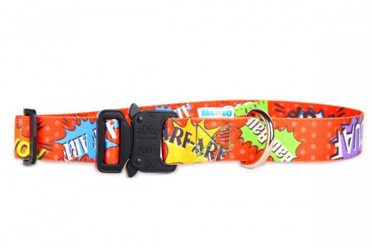 Obroża Klamra Metalowa - Graffiti Czerwone 0521 25MM 32-58CM - matteo-company