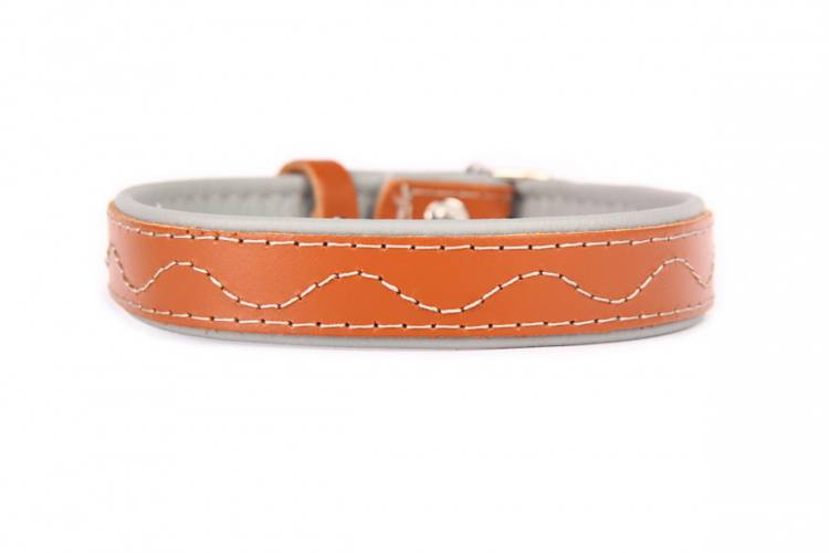 Obroża skóra Premium Fala – Brąz-Szary 1384 24MM 50CM 35-46CM - matteo-company