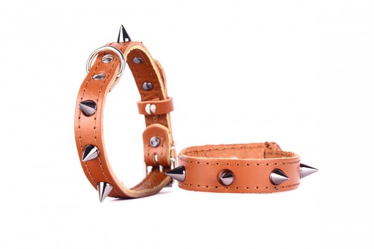 Obroża Skóra Kolec – Brązowa 0262 14MM 34CM 23-31CM - 