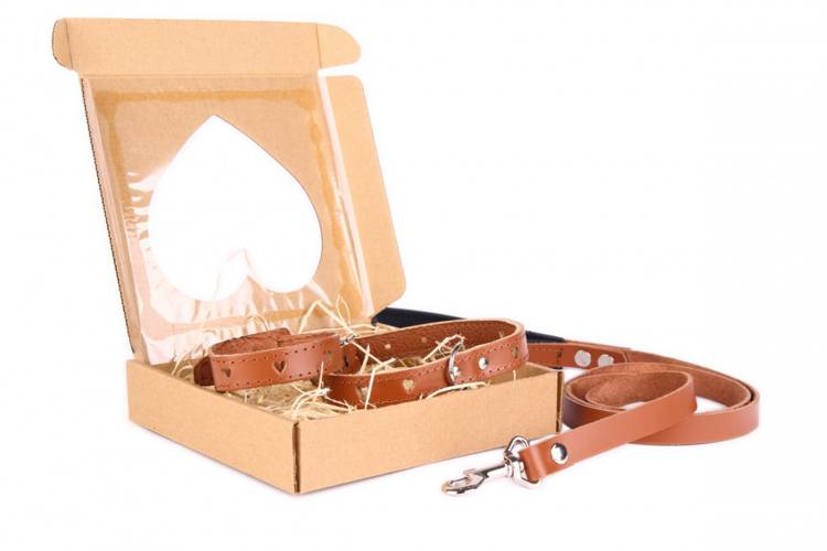 Obroża Skóra Serca  - Brązowy 0332 12MM 31CM 23-28CM - matteo-company