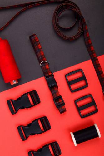 Obroża Klamra Plastikowa - Szkocka Krata 0476 10MM 18-30CM - matteo-company
