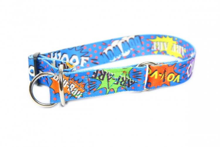 Obroża Półzaciskowa - Graffiti Niebieskie 0645 30MM 50-80CM - matteo-company