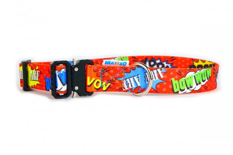 Obroża Klamra Metalowa - Graffiti Czerwone 0531 30MM 44-76CM - 