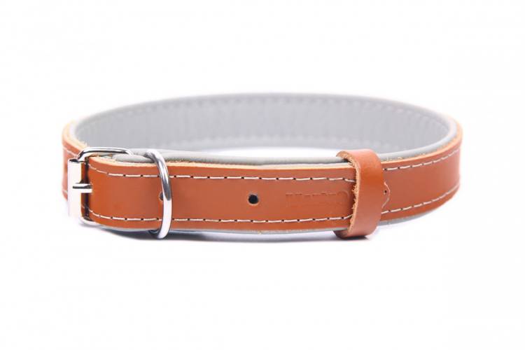 Obroża skóra Premium Brązowy-Szary 1234 30MM 56CM 38-51CM -